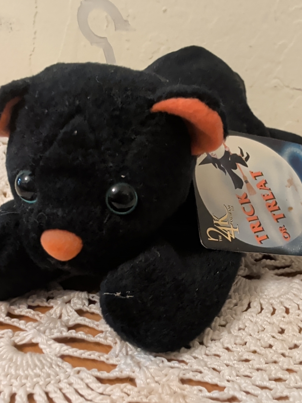 Vintage 1997 Cinder Black Kitten Cat beanie bopper by 24K Company